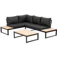 greemotion Lounge-Set Rio - Gartenmöbel-Set aus Aluminium und FSC 100% Akazienholz, vielseitig einsetzbar für Garten und Terrasse