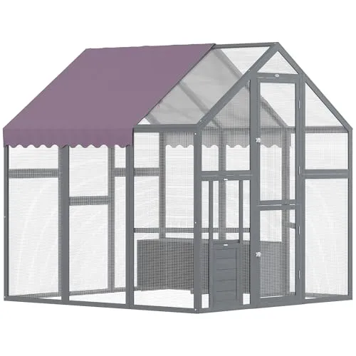 PawHut Hühnerstall 1,68x1,83x1,82 m - Ställe für 6-8 Hühner, aus robustem Tannenholz, mit wasserdichtem Anti-UV Dach für optimalen Wetterschutz und Sicherheit.