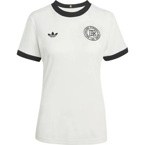 Damen Fußballtrikot DFB ANNIVERSARY S - Trikot zur Feier des 125-jährigen Jubiläums der deutschen Nationalmannschaft, inspiriert von klassischen adidas Designs mit feinen Nadelstreifen und elegantem Ton-in-Ton-Adler.