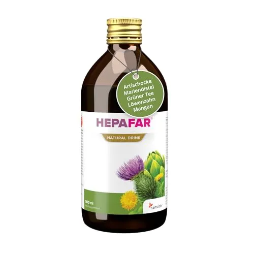 Hepafar Drink – 500 ml für 20 Tage – Mariendistel & Grüner Tee - Pflanzliches Ergänzungsmittel mit 80% Silymarin; unterstützt die Leberfunktion und ist ideal für den täglichen Genuss – 100% vegan und glutenfrei.