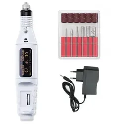 INF Elektrische Nagelfeile mit 6 Bits und einstellbarer Drehzahl - Praktisches Set mit 6 Bits und Schleifpapieren für präzise Maniküre und Pediküre. Ideal zum Entfernen von Hornhaut und Nagelhaut, mit ergonomischem Design für komfortable Handhabung.