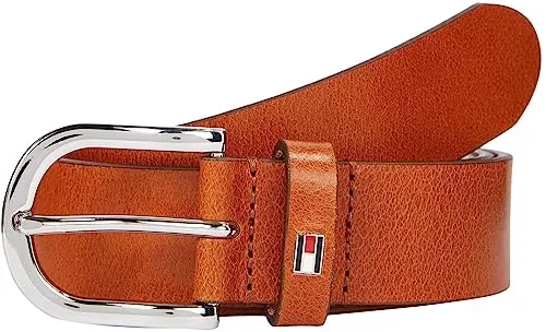 Tommy Hilfiger Danny Gürtel Leder cognac 85 cm - eleganter Gürtel aus hochwertigem Leder, zeitloses Design für jeden Anlass