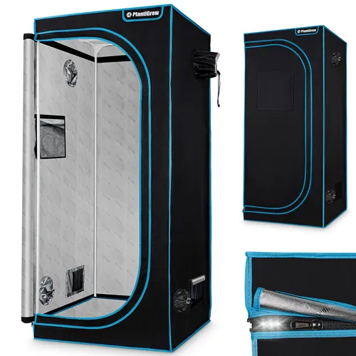 PlantiGrow Growbox 60x60x180 - Indoor Gewächshaus - Pflanztische - Kompakt und robust, ideal für erfolgreichen Indoor-Anbau mit stabilem Rahmen und lichtundurchlässigem Stoff.