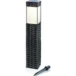 Esotec Solar Standleuchte Rattan Geflecht LED Akku - Wetterfeste Gartenleuchte mit gleichmäßiger Lichtverteilung und Lichtsensor. Ideal für Terrassen und Wege, sorgt für stimmungsvolles Licht und Nachhaltigkeit im Außenbereich.