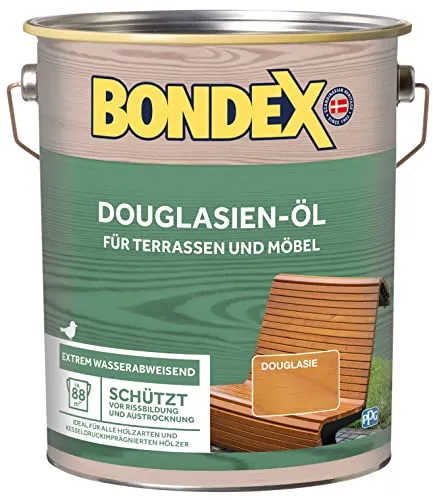 BONDEX Gartenholz Douglasien-Öl 4 l - Wasser-stop Abperleffekt - Holzöle für den Außenbereich: Schützt Douglasie und andere Holzarten mit stark wasserabweisendem Abperleffekt. Ideal für Möbel und Terrassendielen, sorgt für UV-Schutz und betont die natürliche Maserung.