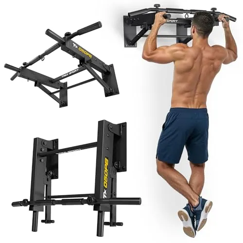 TREX SPORT Klimmzugstange klappbar zur Wandmontage TX-050PB | Stabil und vielseitig für effektives Training - Kompakte, klappbare Klimmzugstange für die Wandmontage – spart Platz und ist mit 6 rutschfesten Griffen ausgestattet. Ideal für intensives Krafttraining und einfach zu montieren.