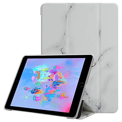Cadorabo Hülle kompatibel mit Apple iPad mini MINI 2 MINI 3 MINI 4 MINI 5 Handyhülle aus Kunst Leder im Marmor Design [Kartenfächern] Case Hülle für iPad mini MINI 2 MINI 3 MINI 4 MINI 5 in Weiß