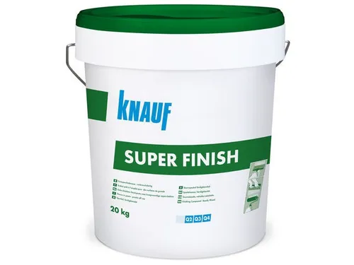Knauf Super Finish Feinspachtelmasse 20 Kg - Hochwertige Spachtelmasse für perfekte Oberflächen - Kategorie: Mörtel, Putz, Zement & Gips. Ideal für eine glatte und feine Oberfläche, perfekt für Innenanwendungen.
