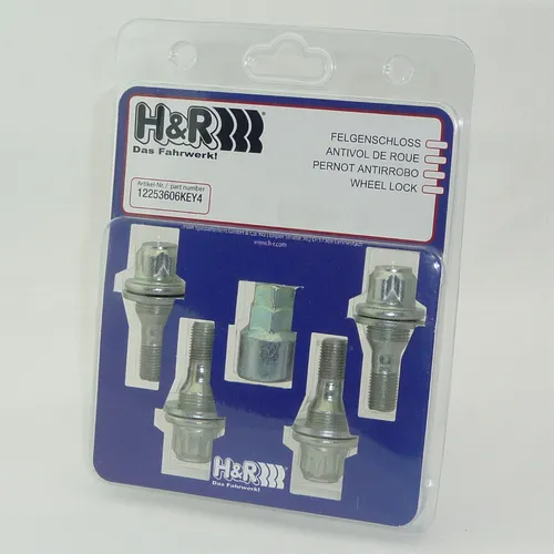 H&R Felgenschlösser Felgenschloss Satz M12x1,25x36mm Flachbund 12253606KEY4|1
