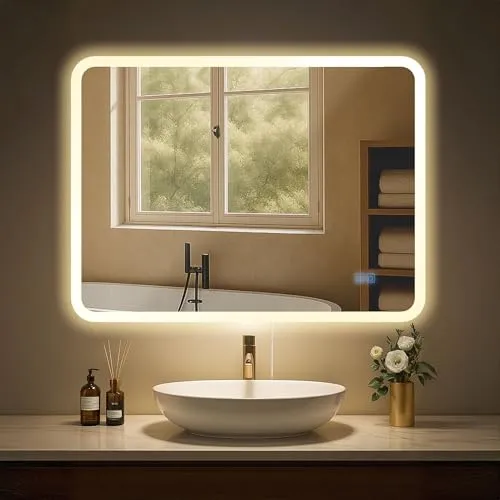 CLP Badspiegel Jericho mit dimmbarer LED-Beleuchtung - Badspiegel Jericho für Badezimmer und Ankleidezimmer, bietet dimmbare LED-Beleuchtung in 3 Lichtfarben und eine praktische Anti-Beschlag-Funktion.