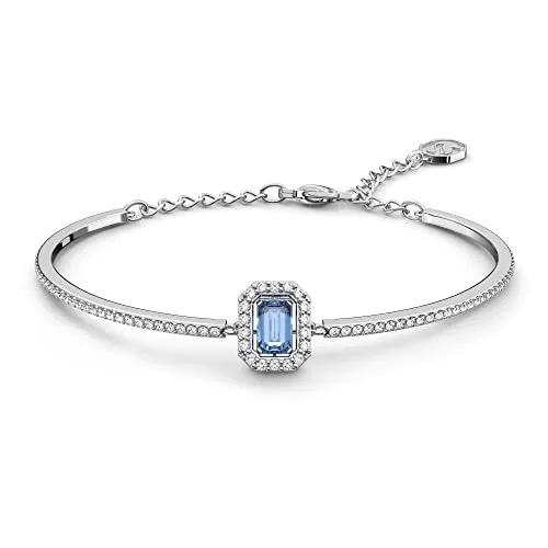 Swarovski Una Armreif - Eleganter Damenarmreif mit strahlenden blauen Swarovski Kristallen, 5.9 x 4 cm, ideal für jeden Anlass und eine glamouröse Ergänzung deiner Alltagsgarderobe.