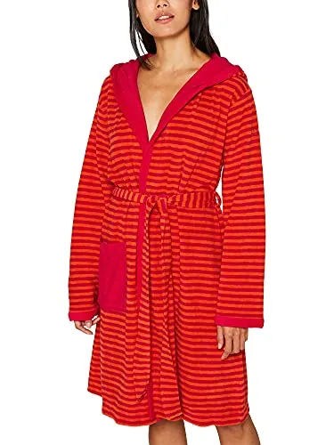 Esprit Damenbademantel Striped Hoody mit Kapuze - Bademantel aus 80% Baumwolle, 20% Polyester in gestreiftem Design, ideal für gemütliche Abende und entspannte Wellness-Momente.