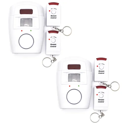 Set 2x Sensor Alarmanlage - Sicherheitssystem mit Bewegungsmelder - Bewegungsmelder Alarmanlage für effektiven Schutz im Haus, Büro oder Wohnwagen. Mit 105 dB Sirene und Fernbedienung ist sie einfach zu bedienen und bietet optimale Sicherheit.