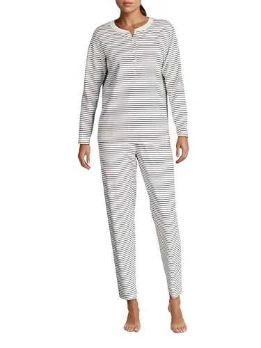 CALIDA Season Special Pyjama, lang Damen - Schlafanzüge für Damen, aus 100% Baumwolle, pflegeleicht und langlebig, mit zeitlosem Ringelstreifenprint und geradem Schnitt für optimalen Komfort.