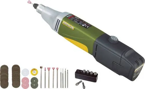 Proxxon Micromot IBS/A 29800 Akku-Multifunktionswerkzeug 37-teilig - Multifunktionswerkzeug für Bohren, Fräsen und Schleifen. Mit stufenloser Drehzahlregelung und hoher Rundlaufgenauigkeit für präzise Ergebnisse.