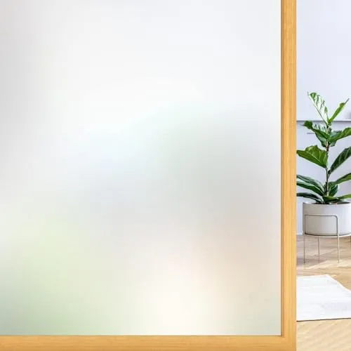 rabbitgoo Fensterfolie Blickdicht Sichtschutzfolie Fenster Selbsthaftend, Milchglasfolie Statisch Haftend 44,5 x 200 cm ohne Klebstoff Folie Sichtschutz Anti UV für Zuhause Büro Matt