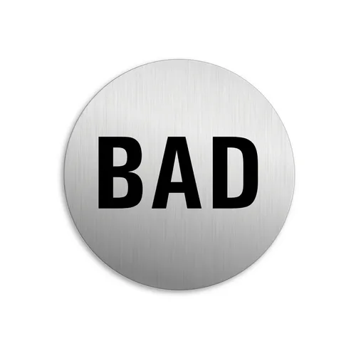 Schild Bad  Ø 75 mm Badezimmerschild Aluminium Edelstahloptik selbstklebend