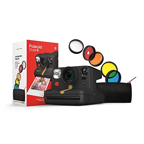 POLAROID 9061 - Now+ Camera Black - Sofortbildkamera mit kreativen Funktionen, inklusive 5 Objektivfiltern und App-Integration für filmreife Fotos. Ideal für kreative Köpfe, die ihre Fotografie auf das nächste Level heben möchten.