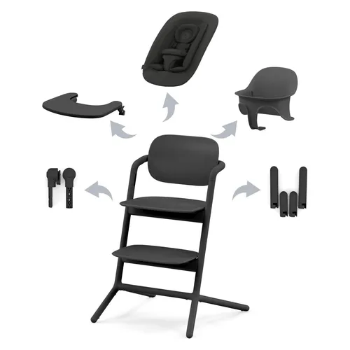 Cybex Hochstuhl Lemo 2.0 4in1 Set mit Neugeborenenset, Stunning Black - Hochstuhl, 4in1 System für lange Nutzbarkeit, stilvolles Design in Stunning Black, ideal für Babys und Kleinkinder.