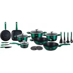 ZILNER 21-Teilig Marmoriertes Topfset Kochgeschirr-Set Emerald Noir Topfset Induktion, Töpfe beschichtet, Kochtopf Set| Kochgeschirr Set Zl-8542 - Grün