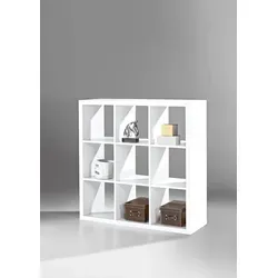 Raumteiler Style in Weiß - 112x112x38 cm - Vielseitiger Raumteiler in elegantem Weiß, ideal zur Strukturierung Ihres Wohnraums. Mit einer Belastbarkeit von bis zu 3 kg pro Fach perfekt für Bücher und Dekorationsgegenstände.