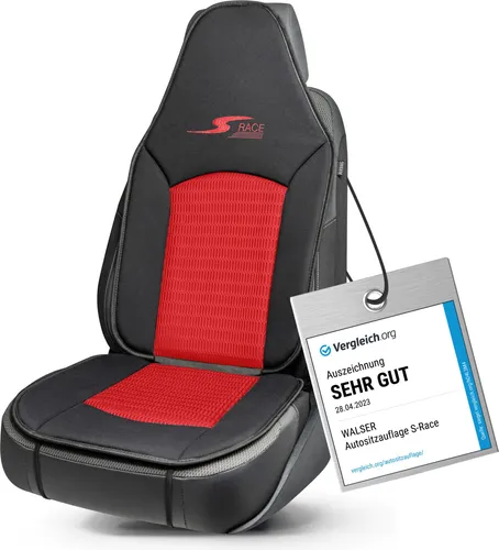 Walser Car Comfort Auto-Sitzauflage S-Race - Sitzauflagen für Autos, ausgezeichnet mit Sehr Gut* und optimaler Schutz vor Verschmutzung, bietet angenehmen Sitzkomfort durch 16 mm Schaumstoff-Polsterung.