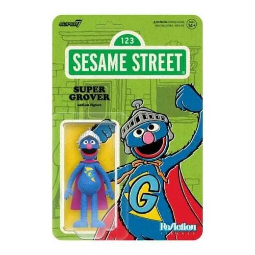 Sesame Street - Super Grover ReAction Figur - Sammelfigur von Super Grover, detailgetreu und perfekt für Sammler und Fans der Sesamstraße.
