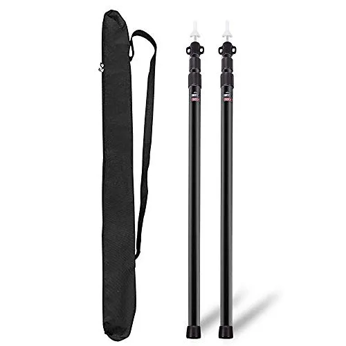 Umisu 2 Stück Zeltständer, Planenpfosten, Stange aus Aluminium, Teleskop, 2,3 m, Sonnensegel für Camping, Urlaub, Zubehör für Zelt, Schwarz