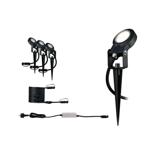 Paulmann 93696 Outdoor Plug & Shine 3er-Set Spot Sting Basisset - Lampen - 3 Außenlampen mit 6W LED-Technik, IP67, energieeffizient und perfekt für flexible Gartenbeleuchtung.