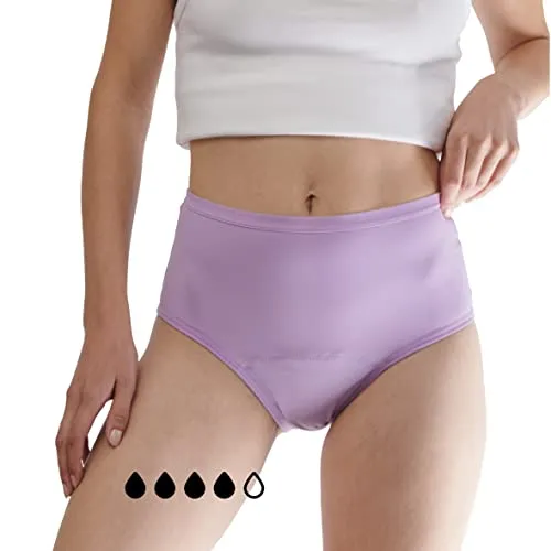 MYLILY® Perioden Unterwäsche High Waist Flieder I Starker Schutz I Bio-Baumwolle I Periodenunterwäsche auslaufsicher I Nachhaltig & waschbar I Inkontinenz I Schwangerschaft & Wochenbett geeignet (S)