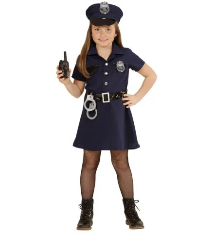 Retro US Police Deluxe Kinder Kostüm - 140 - Kostüme für kleine Gesetzeshüter! Das Deluxe Kostüm umfasst ein schickes Kleid, Polizeimütze und Zubehör für authentischen Spielspaß.