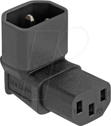 DELOCK 80472 - Netzadapter IEC 60320 - C14 auf C13, Stecker / Buchse, 10 A, 90°