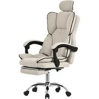 ML-Design Bürostuhl ergonomisch Beige - Komfortabler Gaming Stuhl mit Fußstütze - Bürostuhl mit hoher Rückenlehne, ideal für lange Arbeitsstunden, bietet ergonomischen Komfort und anpassbare Funktionen für entspanntes Arbeiten.