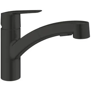 Grohe Start Küchenarmatur 303072431 schwarz matt - Elegante Einlochmontage mit herausziehbarer Dual Spülbrause, GROHE SilkMove Technologie für präzise Temperaturkontrolle und schwenkbarem Gussauslauf - ideal für moderne Küchen.