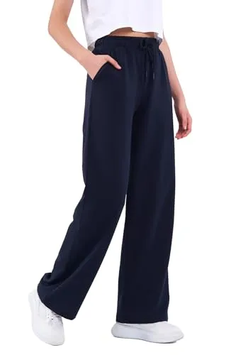 COMEOR Jogginghose Damen - Sporthose Lang Baumwolle Traininghose Lockere Sweatpants mit elastischem Bund und geradem Bein (Dunkelblau L)