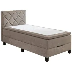Boxxx Boxspringbett, Taupe, Kunststoff, H3, Höhe ca. 22 cm, 100x200 cm, Oeko-Tex® Standard 100, Bettkasten, gepolstertes Kopfteil, Schlafzimmer, Betten, Boxspringbetten