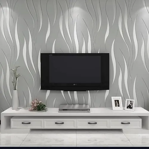 International Wallpaper Moderne Vliestapete mit Wasserpflanzen-Muster - Tapeten für Wohnzimmer, Schlafzimmer und Büros. Mikrobenhemmend gegen Gerüche und Schimmel – ideal für ein gesundes Raumklima.