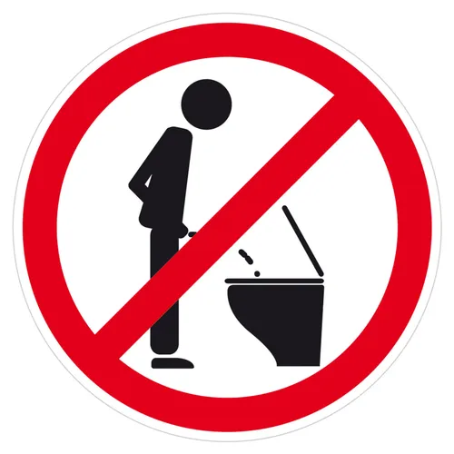 Sticker Bitte nicht im Stehen pinkeln Aufkleber Ø 8cm für Bad Toilette WC Deckel