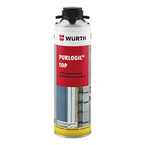 WüRTH 1K Pistolenschaum Betongrau - 5er Multipack - Hochwertiger 1K-Pistolenschaum für Bau und Montage. Ideal zum Dämmen und Abdichten mit bis zu 40 Litern Ausbeute. Verarbeitbar bis -5 °C, emissionsarm und mit geprüfter Qualität.