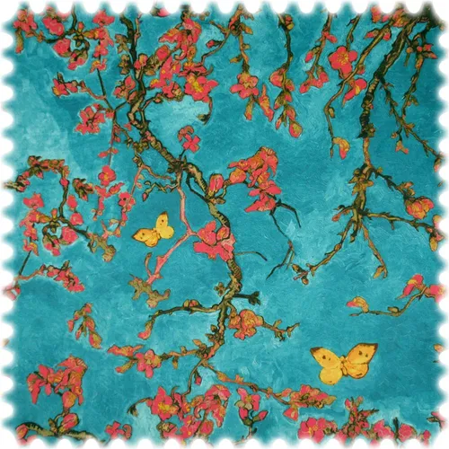 Samt Velours Möbelstoff Japan Türkis/Pink mit Fleckschutz - Hochwertiger Meterware Samtstoff mit einzigartigem Design und 70.000 Scheuertouren Strapazierfähigkeit, ideal für pflegeleichte und langlebige Polstermöbel.