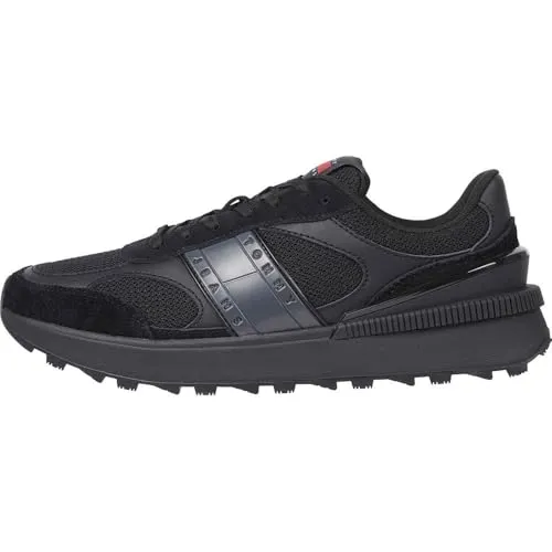 Sneaker "TJM TECHNICAL RUNNER ESS" - Bequemer Freizeitschuh in Schwarz, Gr. 43 - Tommy Jeans Sneaker, Halbschuh mit gepolstertem Schaftrand für höchsten Tragekomfort und lässigen Look.