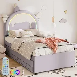 Odikalo Kinderbett Rollbett Einhorn LED Blau 90 - Einzigartiges Einhorn-Design: Dieses ausziehbare Rollbett sorgt für einen kreativen Schlafplatz und regt die Fantasie der Kinder an. Mit praktischen Schubladen und pflegeleichtem Material ist es ideal für jedes Kinderzimmer.
