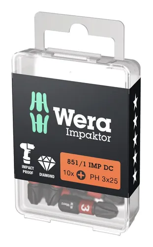 Wera Bit-Sortiment Bit-Box Impaktor 1/4" DIN 3126 C6,3 PH3 x 25 mm 10er Pack - 5157617001