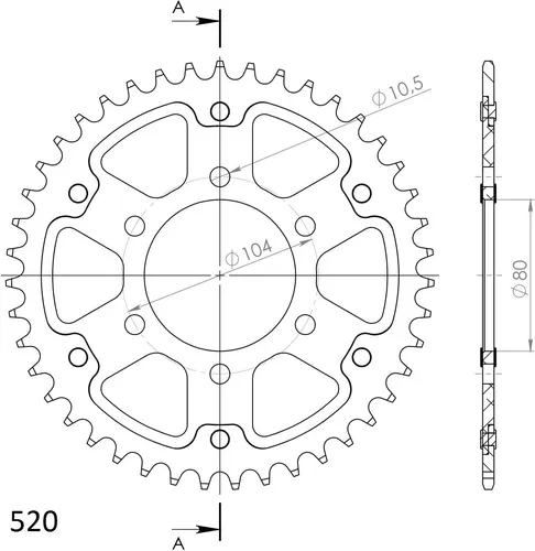 Stealth-Kettenrad Supersprox 520 - 41Z (gold) RST-478:41-GLD|ID 80,0 LK 104,0 6-Loch