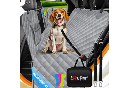 Lovpet® 2in1 Hundedecke für Auto - Rückbank & Kofferraum - Autoschondecken für Hunde mit Wasserabweisendem Material und integriertem Sichtfenster für optimale Sicherheit und Komfort während der Fahrt.