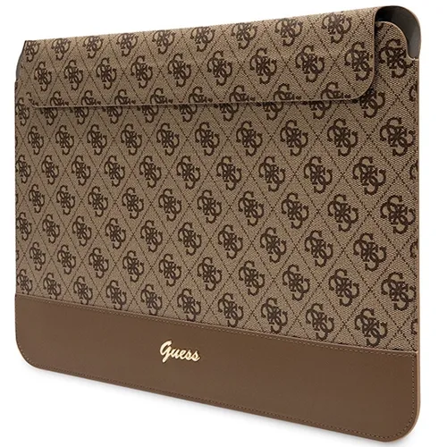 Guess Universell bis 14" Notebook / Tablet Tasche 4G Stripe Metall Logo Braun