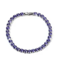 UNSHINEBAR Tennis Armband für Herren in verschiedenen Farben - Streetwear Iced Out Tennis Armband aus Edelstahl und 18K Gold - Wasserfestes Armband (Violett, 18)