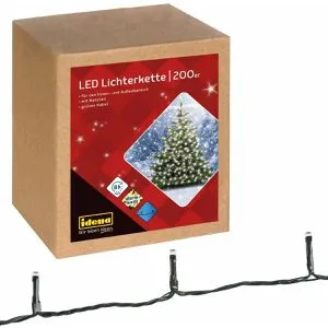 Idena Lichterkette 31869, 200 LED, innen + außen, mit Timerfunktion, 29,9 m