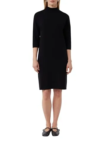Strickkleid COMMA für Damen, Gr. 46, schwarz - Kleider für Damen, warm und bequem, mit Stehkragen und 3/4-Ärmeln – ideal für einen lässigen Look!