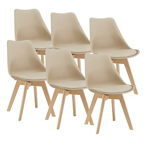 en.casa Esszimmerstuhl »Fläten« 6er Set - Stühle aus kunstleder, gepolstert und modern im Design, ideal für Esszimmer oder Küche. Set mit 6 Stühlen in elegantem Beige.